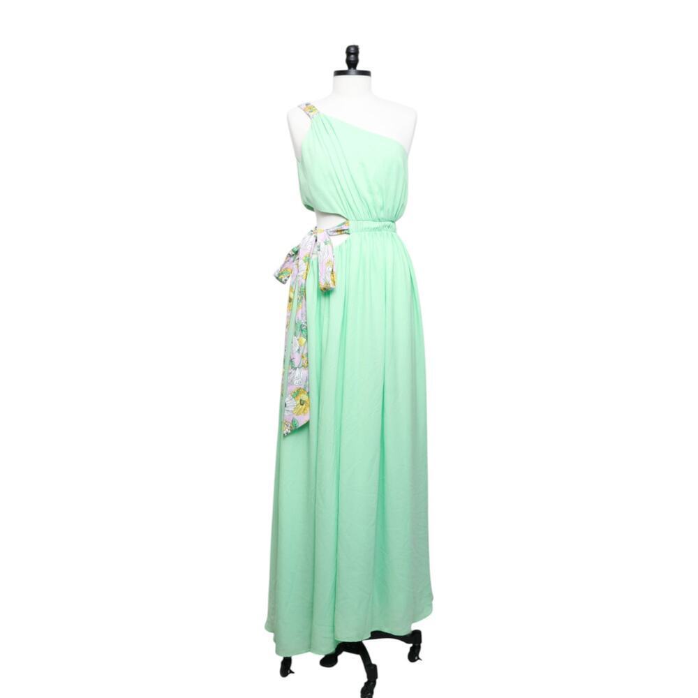 AMUR Zela One Shoulder Gown in Green Wedding Guest Size 6 - Picture 3 of 8